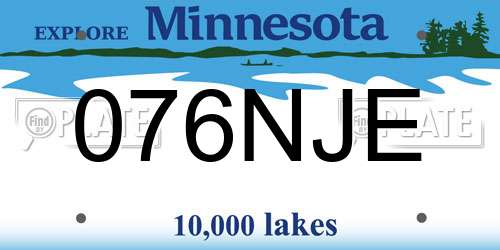 076NJE Minnesota License Plate