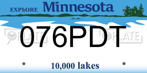 076PDT Minnesota License Plate