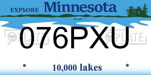 076PXU Minnesota License Plate