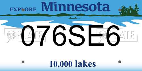 076SE6 Minnesota License Plate