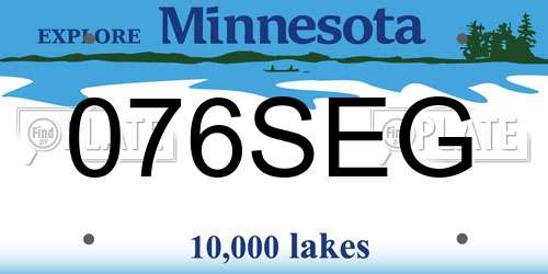 076SEG Minnesota License Plate