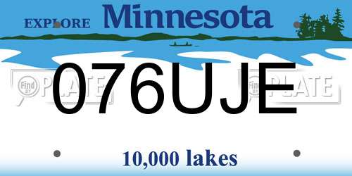 076UJE Minnesota License Plate