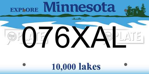 076XAL Minnesota License Plate