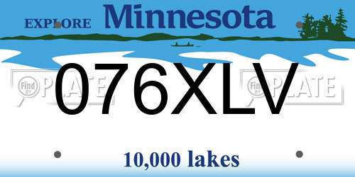 076XLV Minnesota License Plate