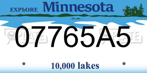 07765A5 Minnesota License Plate