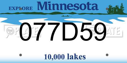 077D59 Minnesota License Plate