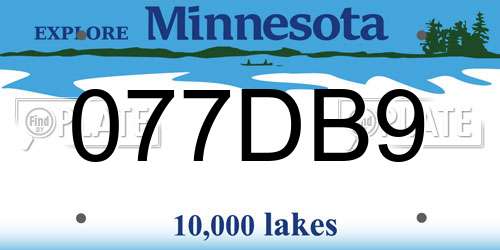 077DB9 Minnesota License Plate