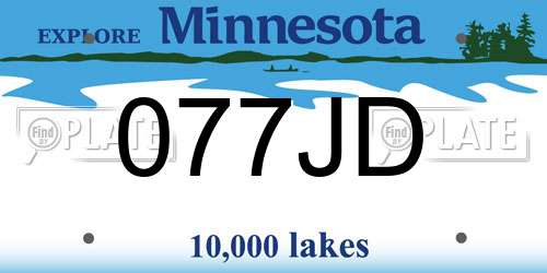 077JD Minnesota License Plate