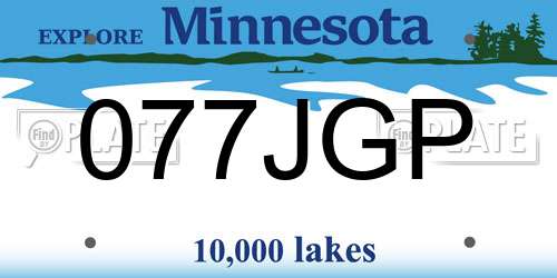 077JGP Minnesota License Plate
