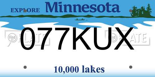 077KUX Minnesota License Plate