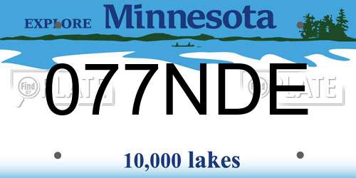 077NDE Minnesota License Plate
