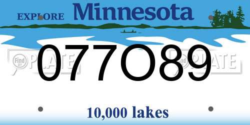 077O89 Minnesota License Plate