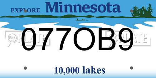 077OB9 Minnesota License Plate