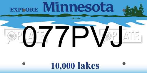 077PVJ Minnesota License Plate