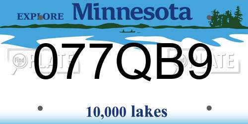 077QB9 Minnesota License Plate