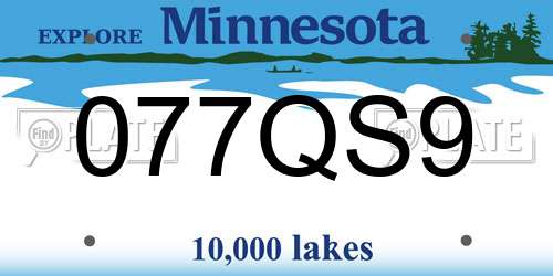 077QS9 Minnesota License Plate