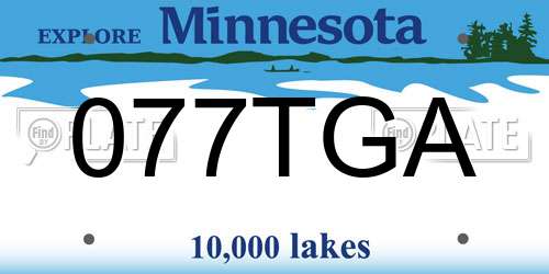 077TGA Minnesota License Plate