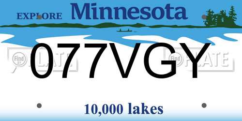 077VGY Minnesota License Plate