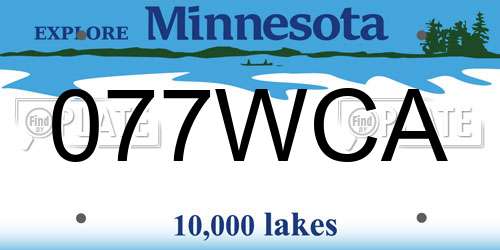 077WCA Minnesota License Plate