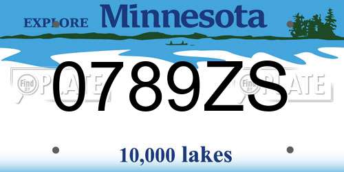 0789ZS Minnesota License Plate