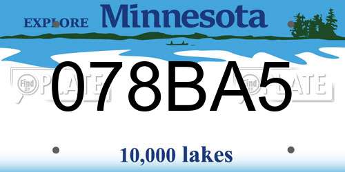 078BA5 Minnesota License Plate