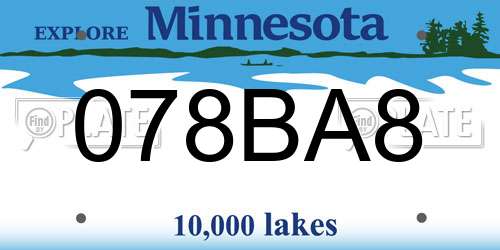 078BA8 Minnesota License Plate