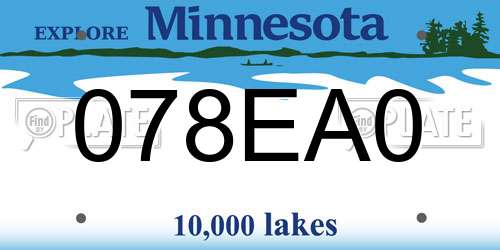078EA0 Minnesota License Plate