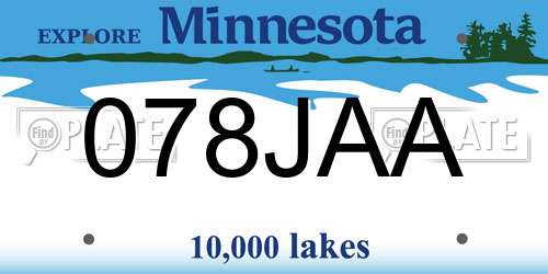 078JAA Minnesota License Plate
