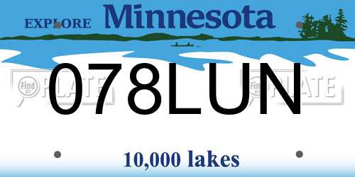 078LUN Minnesota License Plate
