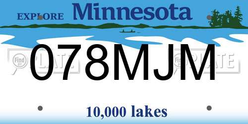 078MJM Minnesota License Plate