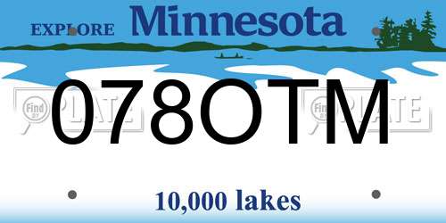 078OTM Minnesota License Plate