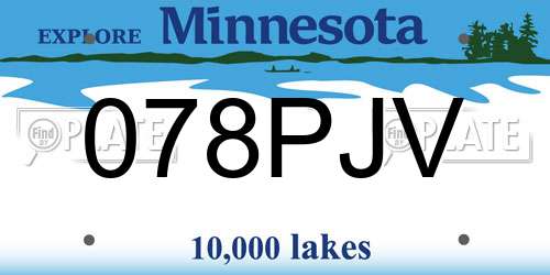 078PJV Minnesota License Plate