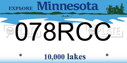 078RCC Minnesota License Plate