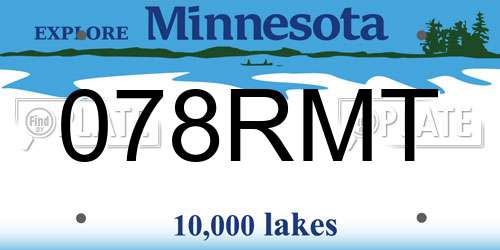 078RMT Minnesota License Plate