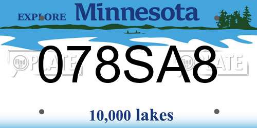078SA8 Minnesota License Plate