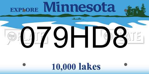 079HD8 Minnesota License Plate