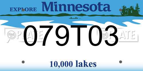 079T03 Minnesota License Plate