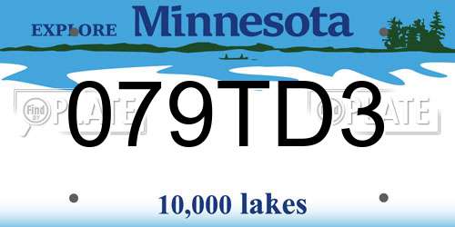 079TD3 Minnesota License Plate