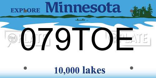079TOE Minnesota License Plate