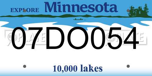 07DO054 Minnesota License Plate