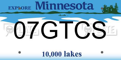 07GTCS Minnesota License Plate