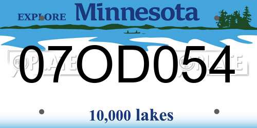 07OD054 Minnesota License Plate