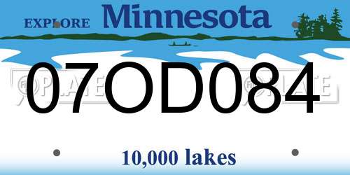 07OD084 Minnesota License Plate