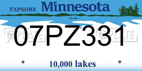 07PZ331 Minnesota License Plate