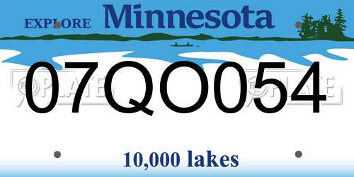 07QO054 Minnesota License Plate