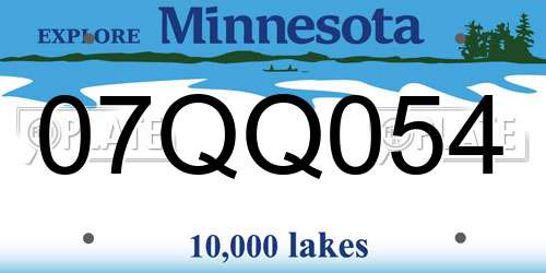 07QQ054 Minnesota License Plate