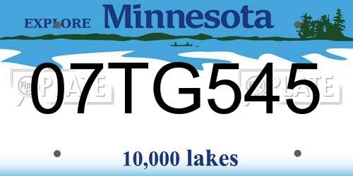 07TG545 Minnesota License Plate