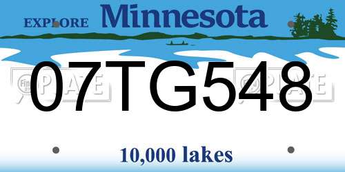 07TG548 Minnesota License Plate