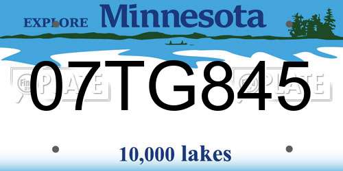 07TG845 Minnesota License Plate