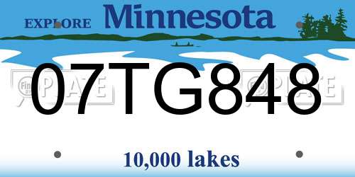 07TG848 Minnesota License Plate